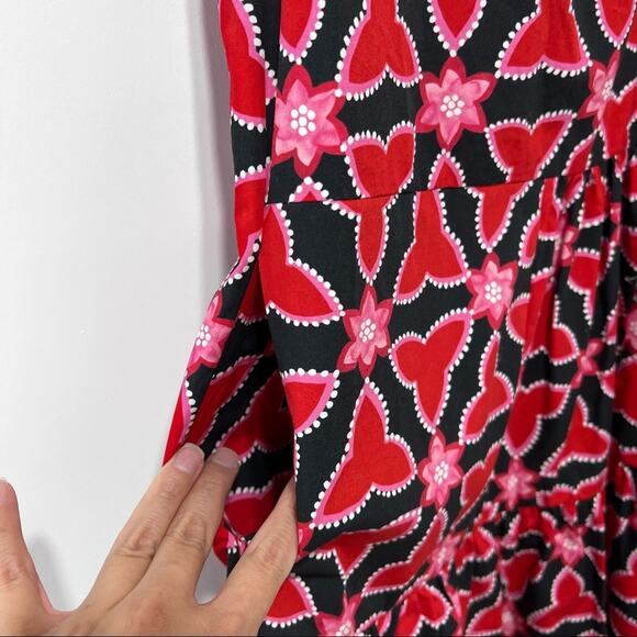 Saloni Abstracts Floral Print Ashley-B Shift Dress in Chilli Pawpaw Size 4 NWT - Picture 13 of 15